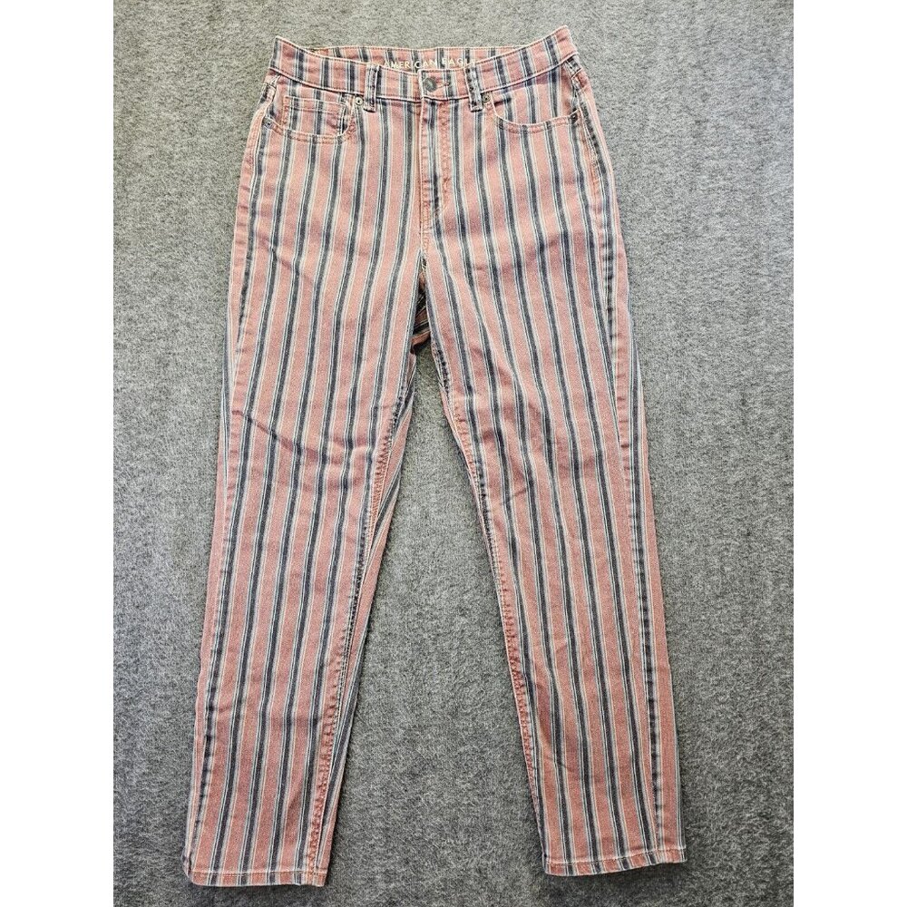 American Eagle Outfitters Pink and Blue Striped Straight Leg Jeans
